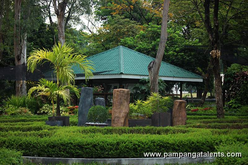 Landscape of Flower Garden with Function Hall in Quezon Memorial Cirle