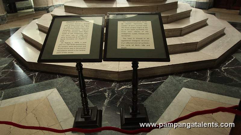 Pres. Quezon's Thomb Write-ups on the Entrance of his Mausoleum in Quezon Memorial Shrine in Quezon City.