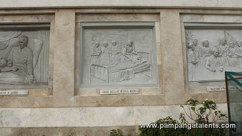 Sculpture of Aurora Quezon - Wife of President Manuel L. Quezon on Quezon Memorial Shrine Facade..