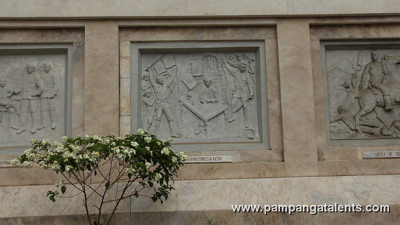 Sculpture of Dr. Jose P. Rizal with the Revolutionists in Victory on Quezon Memorial Shrine Facade.