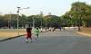 Joggers inside Quezon Memorial Circle.  .Location: Quezon Memorial Circle – Manila Philippines