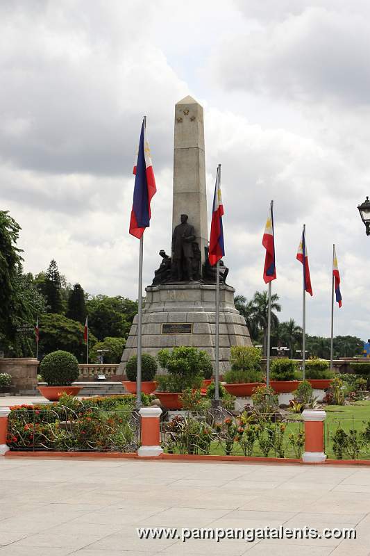 Rizal Shrine Monument Front view through the Philippine Flags