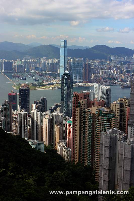 West Kowloon and Hong Kong Island Skyline view from at the Peak Tower