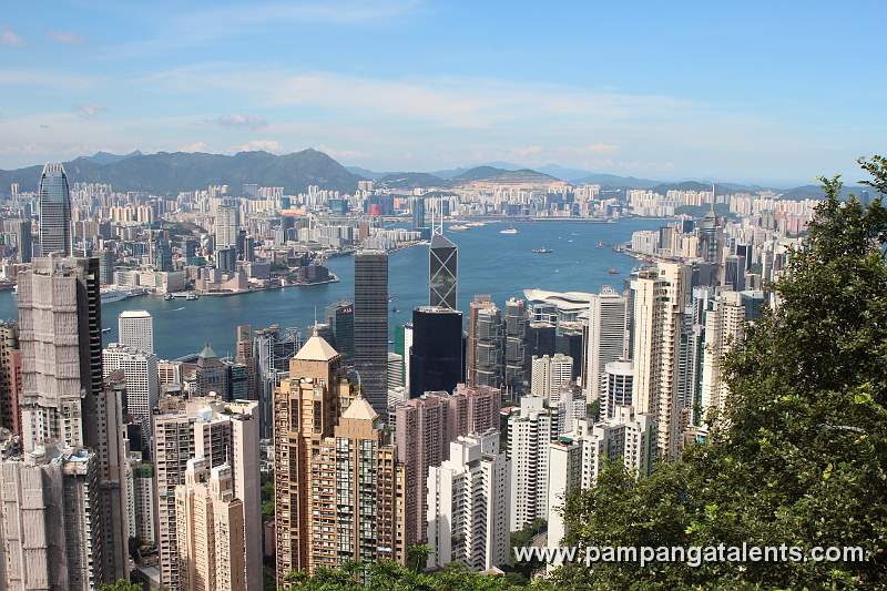 Hong Kong Island and Kowloon Skyline view from the Peak