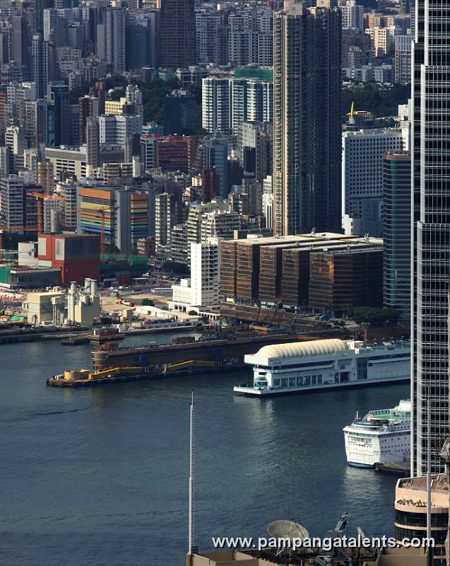 China Ferry Terminal and Pacific Club Kowloon in Tsim Sha Tsui (Day View from the Peak)