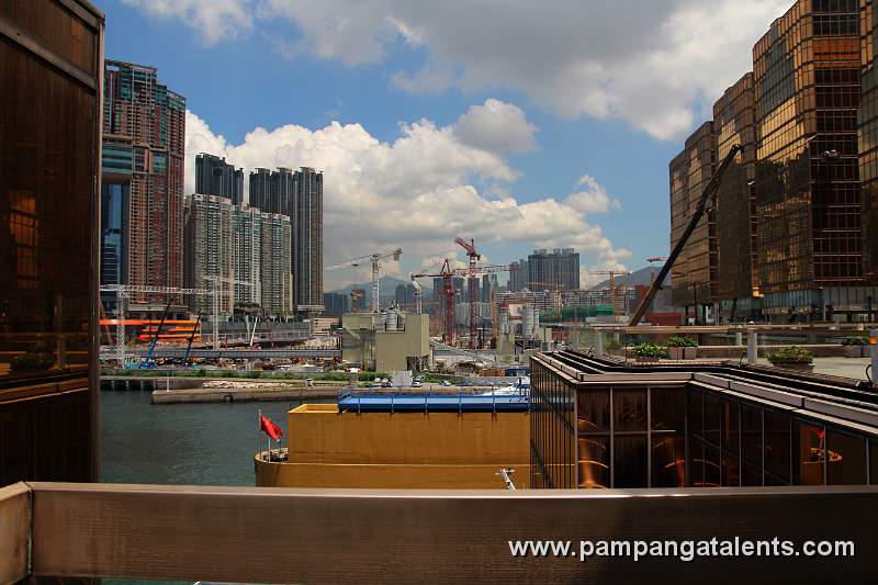 Skyline view from China Ferry Terminal at day time on Kowloon west
