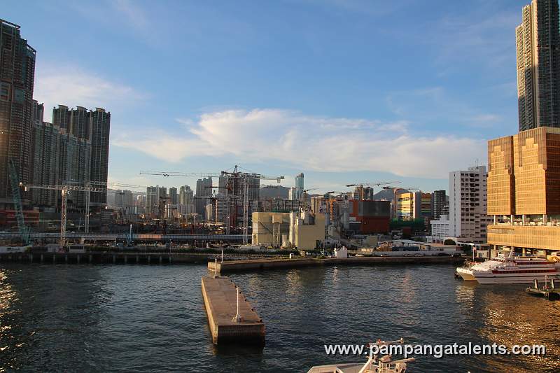 Skyline view from China Ferry Terminal at day time on Kowloon west