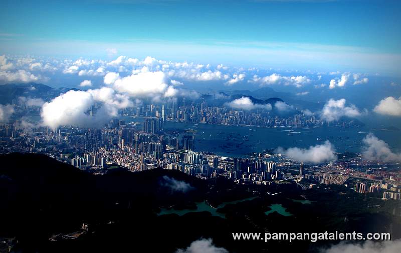 Bird's eye view over Kowloon on Hong Kong Island